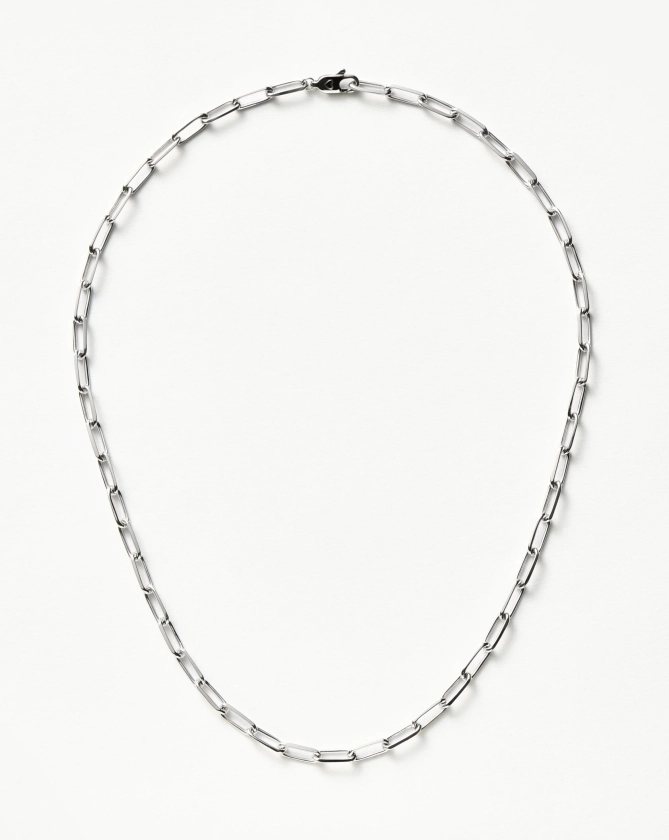 Classic Mini Short Paperclip Chain Necklace | Silver Plated