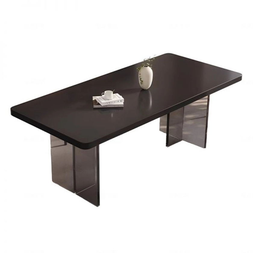 Table à manger rectangulaire simpliste pour 4, ardoise noire minuit, hauteur standard, mécanisme fixe, 140 cm L x 80 cm l x 75 cm H, sans chaises