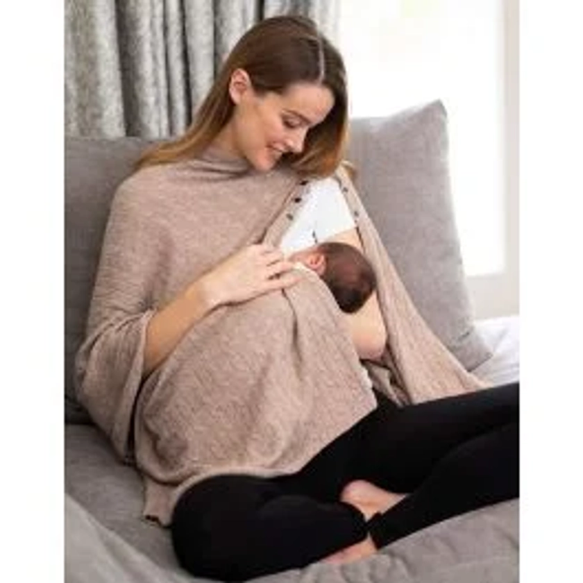 Camel Cable Knit Nursing Cover Maternity Shawl