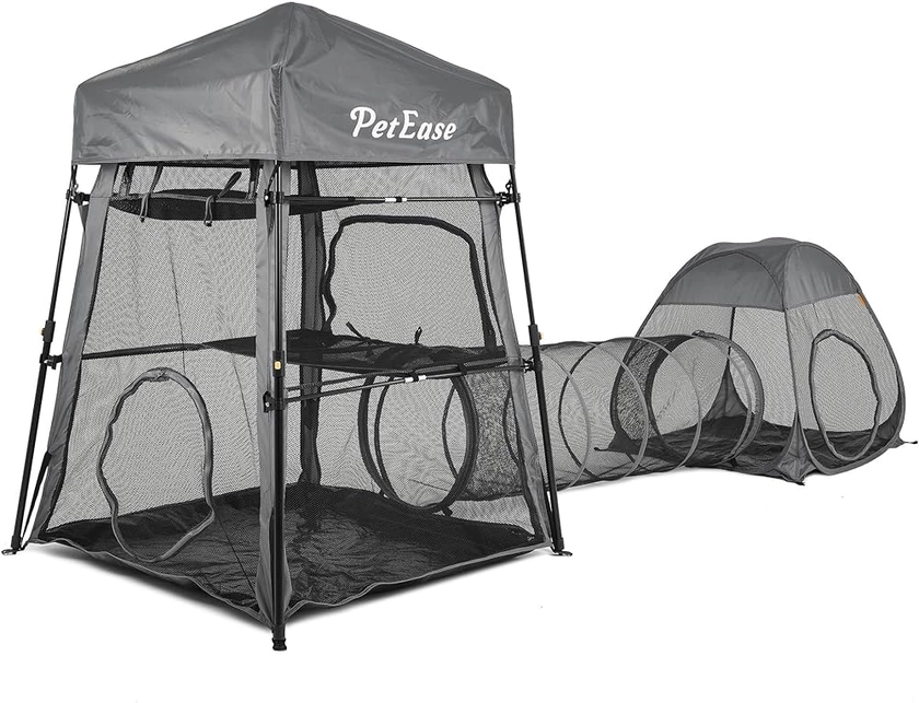 Cat Enclosures, 3-in-1 Cat Tower Tent with Tunnel/Pop Up Cube,Cat Climbing Tent Cat Cage Outdoor Catio Portable Playpen Play Tents for Cats Kitten and Small Animals