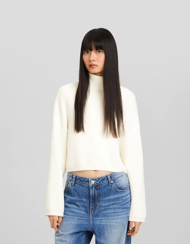 Pull cropped col roulé - Pulls et gilets - Femme