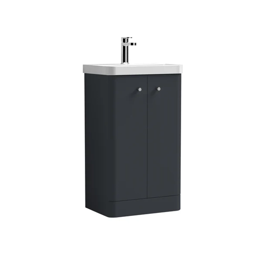 Nuie Core 500mm Floor Standing 2 Door Unit & Basin - Soft Black