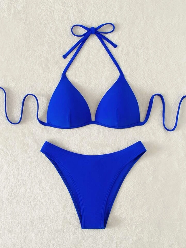 SHEIN Swim Summer Beach Solid Push Up Bikini Swimsuit | SHEIN USA