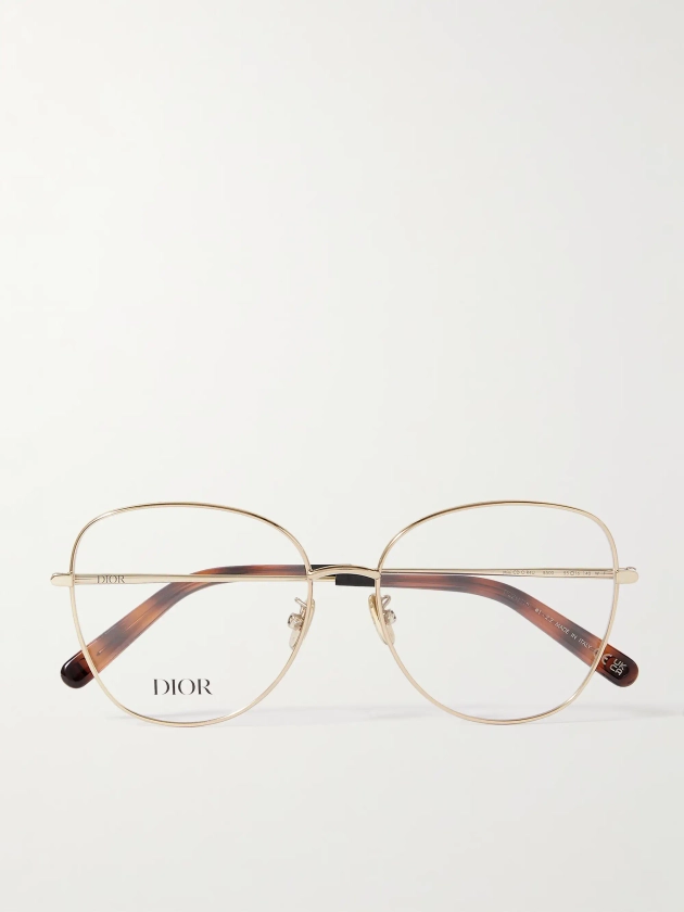 DIOR EYEWEAR Mini CD O B4U oversized round-frame silver-tone and tortoiseshell acetate optical glasses | NET-A-PORTER