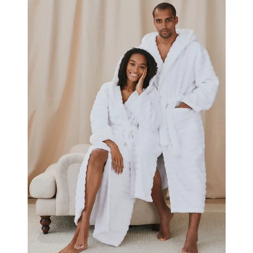 Unisex Hooded Ribbed Hydrocotton Robe | Robes & Dressing Gowns | The White Company