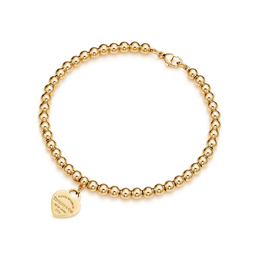 Return to Tiffany® Heart Tag Bead Bracelet in Yellow Gold | Tiffany & Co.