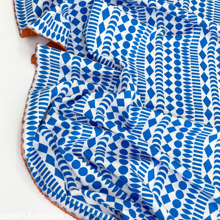 Ruby Star Society 'Honey' Quilting Cotton: 'Block Beads' in Blue Ribbo