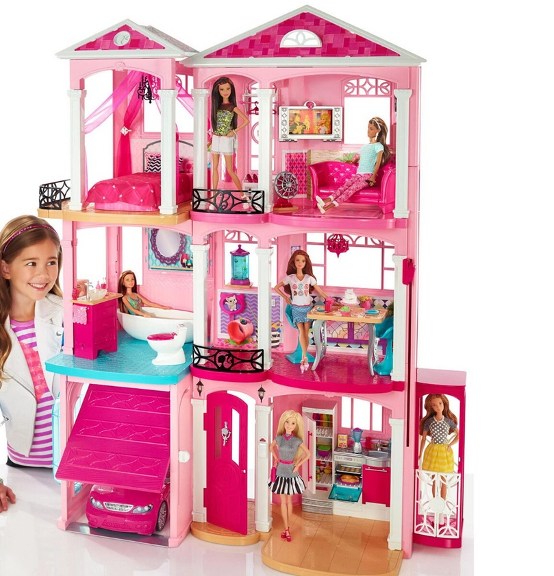 ✅New Mattel Barbie 3 Story Pink Furnished Doll Town house Dreamhouse Townhouse✅✅