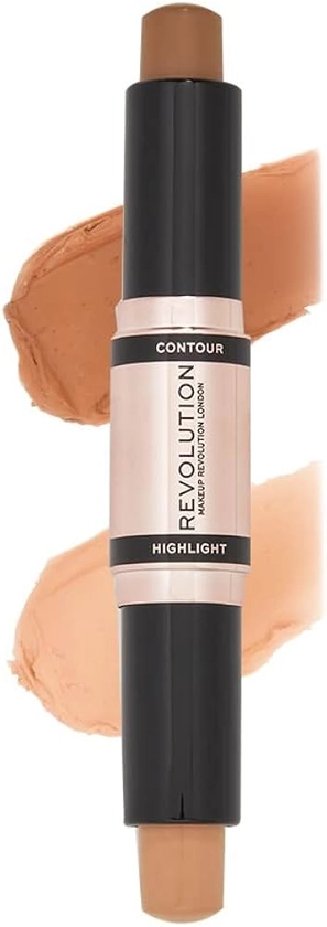 Makeup Revolution Duo Cream Contour & Highlight, Defines Cheekbones and Sculpts the Face, Vegan and Cruelty Free, Dark, 2.4 g