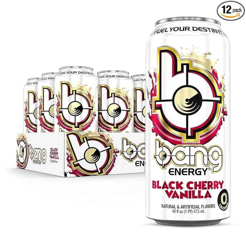 Weinner Sugar-Free Energy Drink | Black Cherry Vanilla | 16 Fl Oz (Pack of 12)