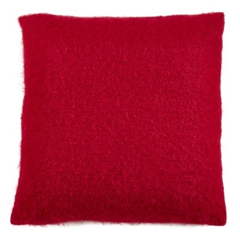 18"x18" Faux Mohair Square Throw Pillow Red - Saro Lifestyle: Acrylic, Zipper Closure, Indoor Use