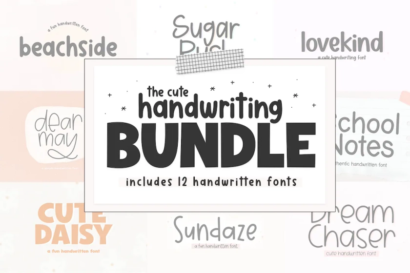 Font Bundle Cute Fonts, Handwriting Fonts, Cricut Font Bundle, Goodnotes Fonts, Planner Fonts, Print Fonts, Procreate Fonts, Teacher Fonts - Etsy