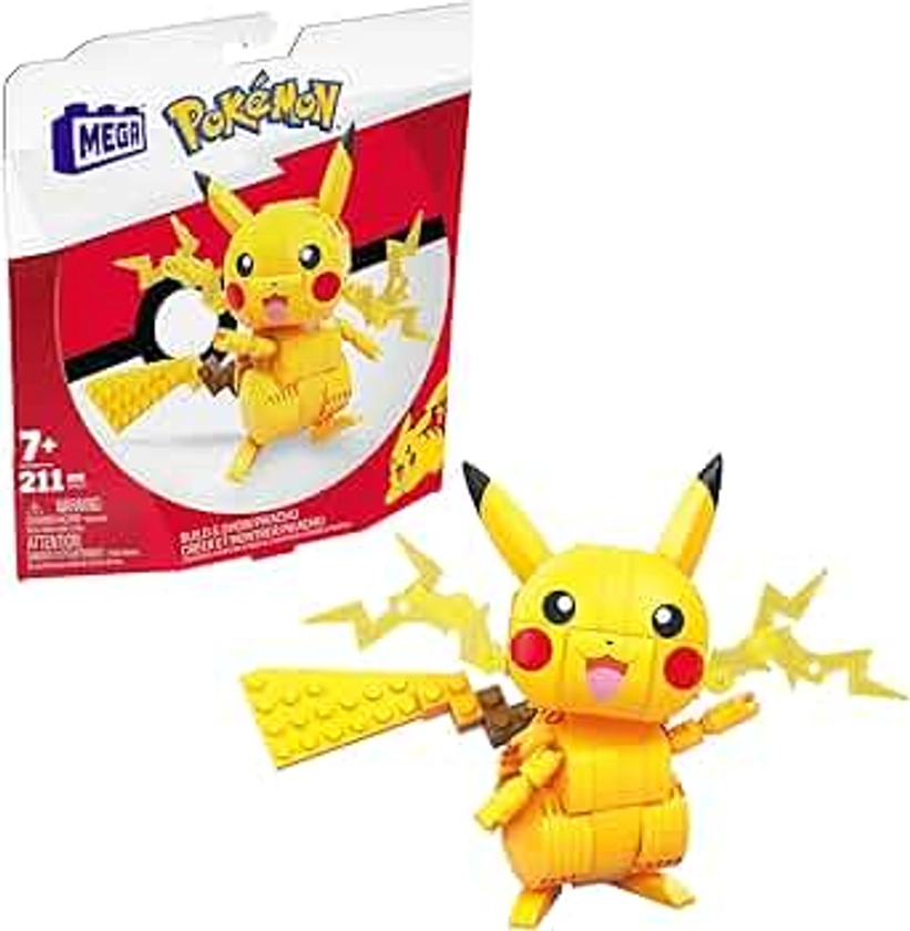 MEGA Pokémon Building Toys Set Build & Show Pikachu with 211 Pieces, Articulated and Poseable, 4 Inches Tall, for Kids, GMD31