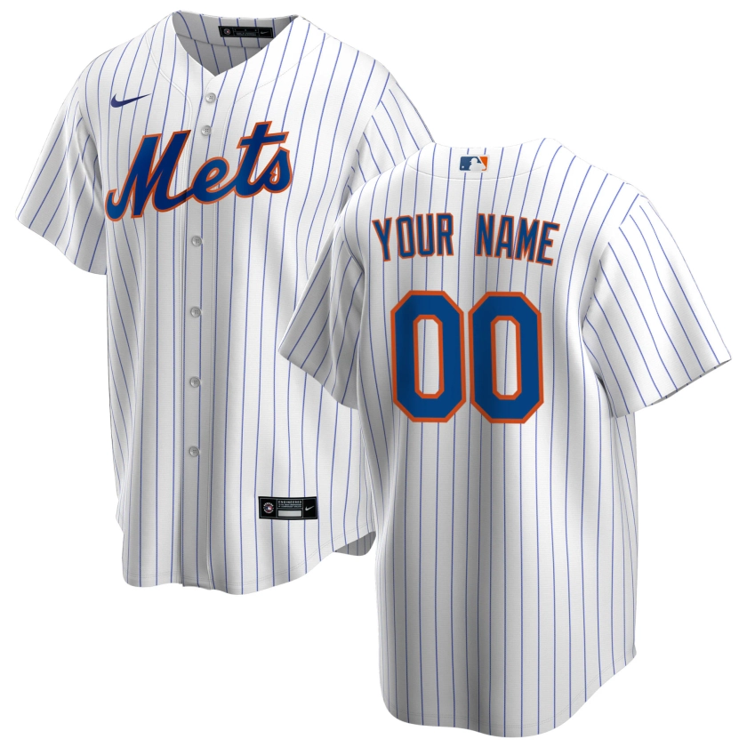 Men's New York Mets Nike White Home Replica Custom Jersey