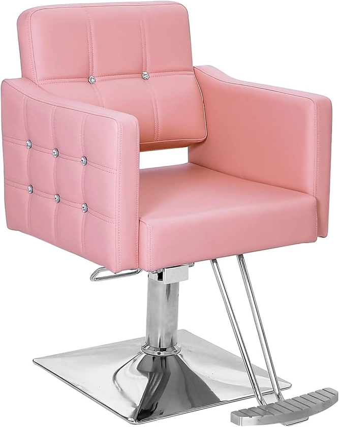 Hair Salon Chair Hydraulic Barber Chair for Home Barbershop Pink, Braiding Chair for Hair Stylist Heavy Duty, Styling Hairdressing Beauty Spa Equipment