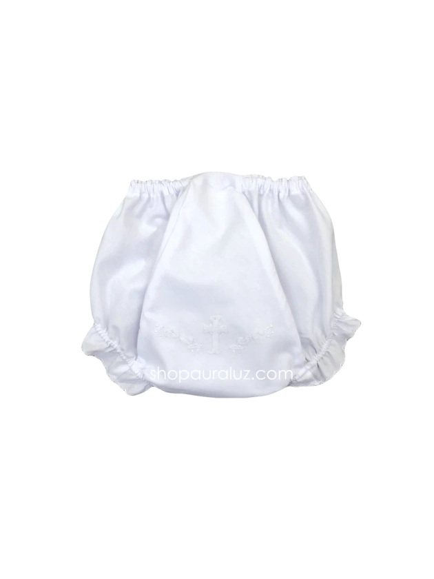 Auraluz Panty...White with scallops and embroidered cross