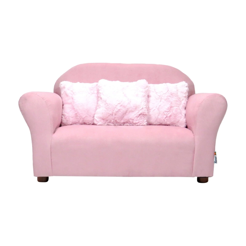 Keet Plush Kids Sofa with Accent Pillows - Pink