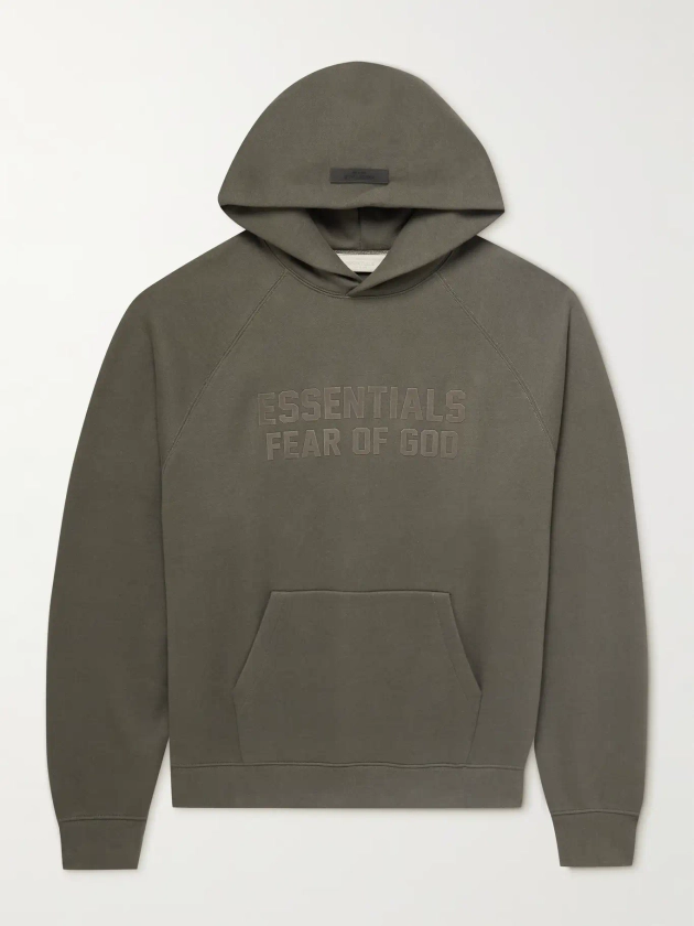 FEAR OF GOD ESSENTIALS Logo-Flocked Cotton-Blend Jersey Hoodie