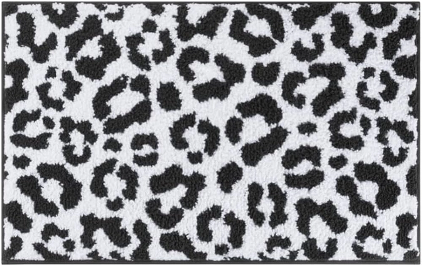 Juicy Couture Ombre Leopard 100% Polyester Highly Absorbent Quick Drying Bathroom Mat, 17 in x 24 in, Black/White