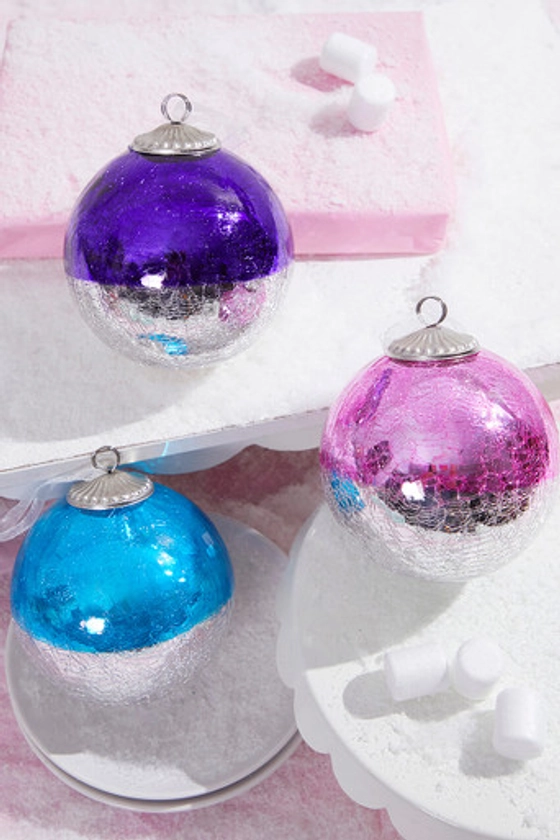 4" Crackle 50's Glass Ball Ornament