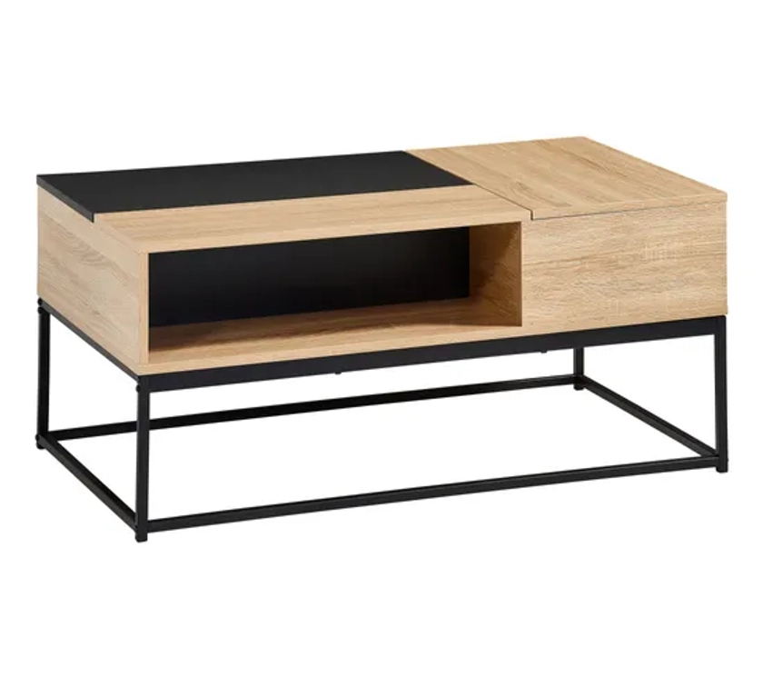 Table basse rectangle TIME chêne sonoma/ noir VINCENTE