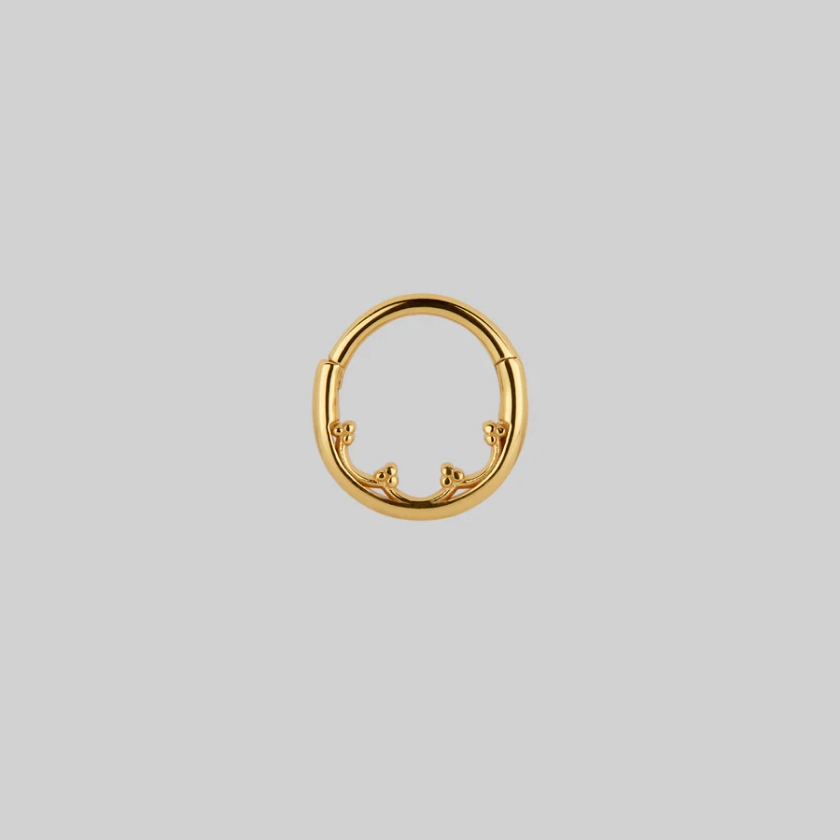 FOREBODE. Gothic Tracery Septum Clicker Ring - Gold – REGALROSE