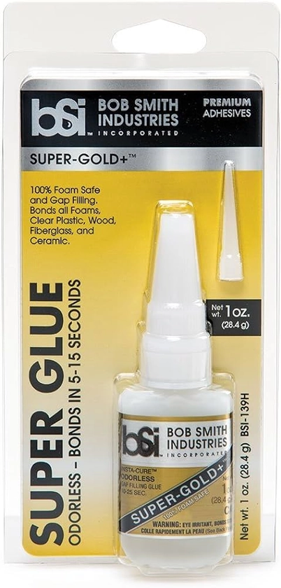 Bob Smith Industries BSI-139H Clear Super-Gold Odorless Foam Safe Super Glue, 1 oz.