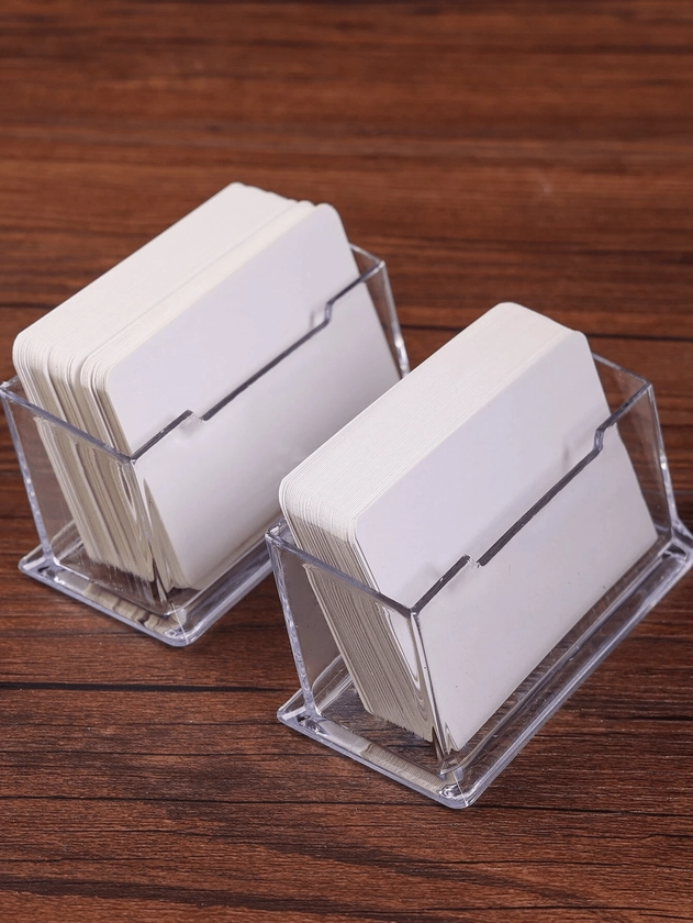 1pc Transparent Desktop Business Card Holder, Special Office Name Card Stand With Storage Box