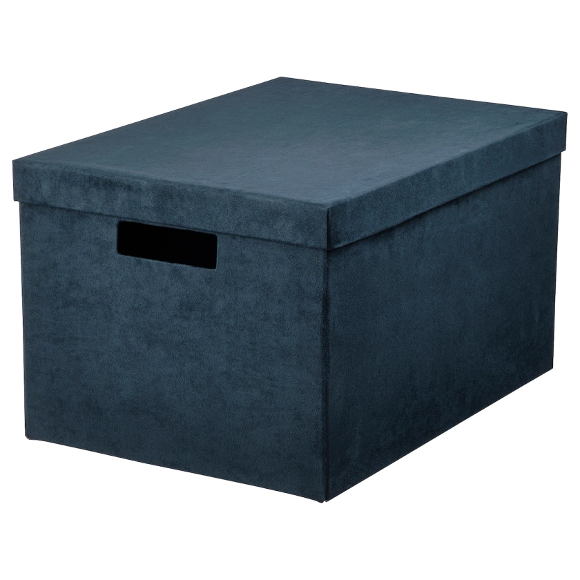 GJÄTTA boîte de rangement avec couvercle, velours bleu foncé, 25x35x20 cm - IKEA