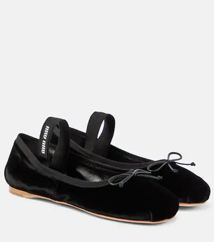 Velvet ballet flats in black - Miu Miu | Mytheresa