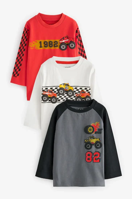 Buy Black/White/Red Long Sleeve Transport T-Shirts 3 Pack (3mths-7yrs) from the Next UK online shop