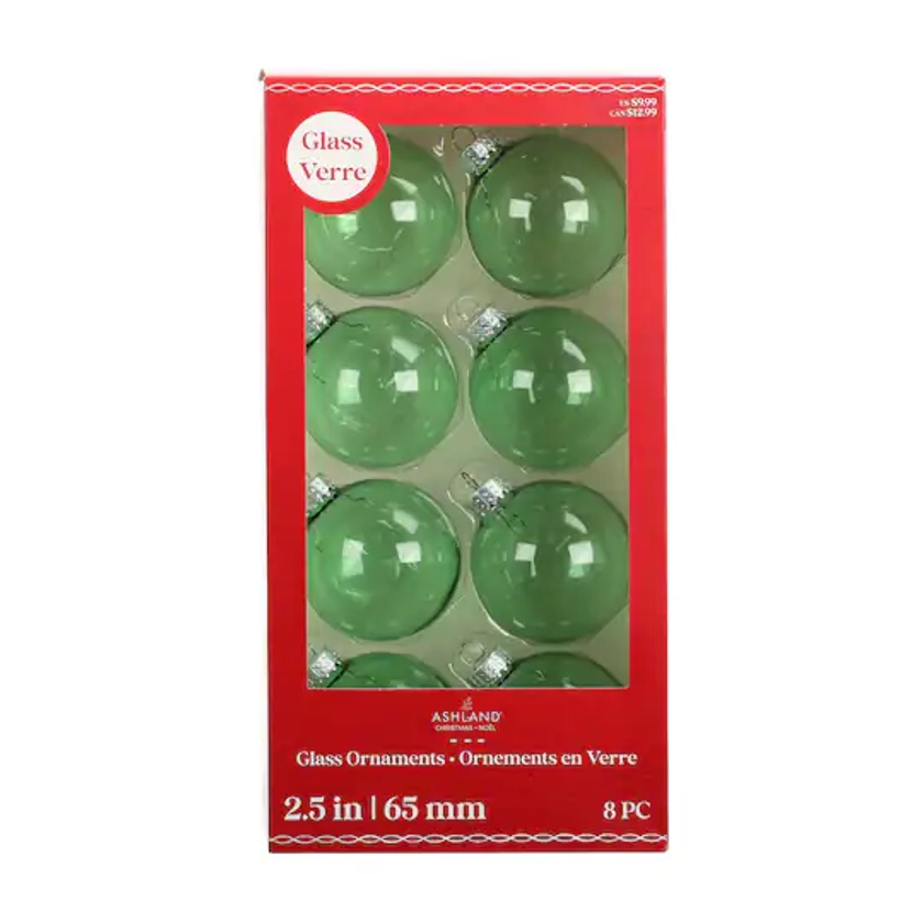 8 Pack 2.5" Clear Color Glass Ball Ornaments by Ashland® | Michaels