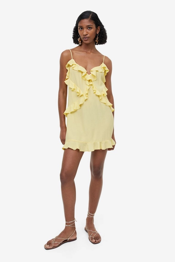 Mini robe volantée - Jaune clair - FEMME | H&M FR