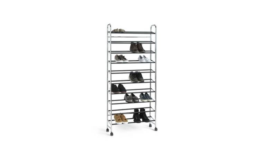 Argos Home 10 Shelf Rolling Shoe Storage Rack - Chrome