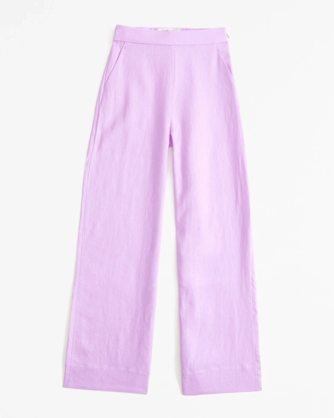 Women's Clean Waist Premium Linen Trouser | Women's Bottoms | Abercrombie.com