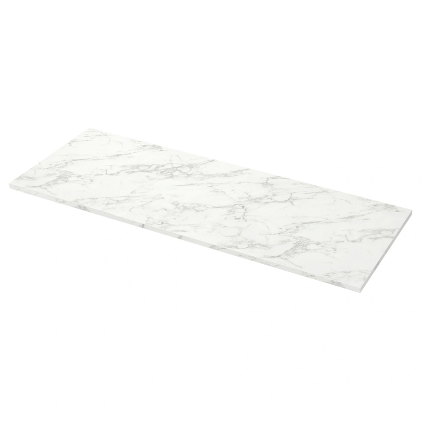 EKBACKEN plan de travail, blanc effet marbre scintillant/stratifié, 246x2.8 cm - IKEA
