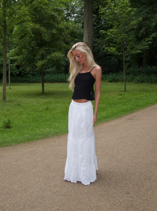 Cleotilde long skirt with embroidery - White