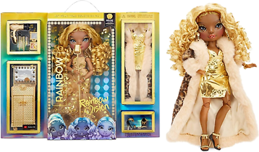 Rainbow High Rainbow Vision Rainbow Divas- Meline Luxe Gold Yellow Posable Doll