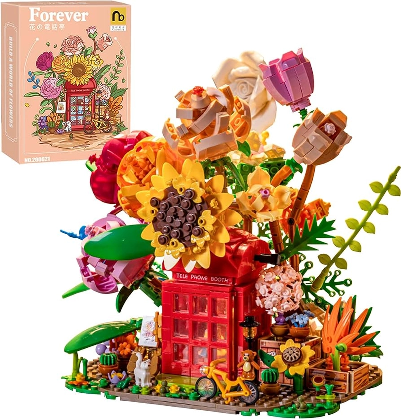 Amazon.com: VannMold 200621 Flower Bouquet Building Blocks Set, 2023 New MOC Clip Blocks Flower Bouquet View Building Blocks, Home Decoration(Mini Bricks) : Toys & Games