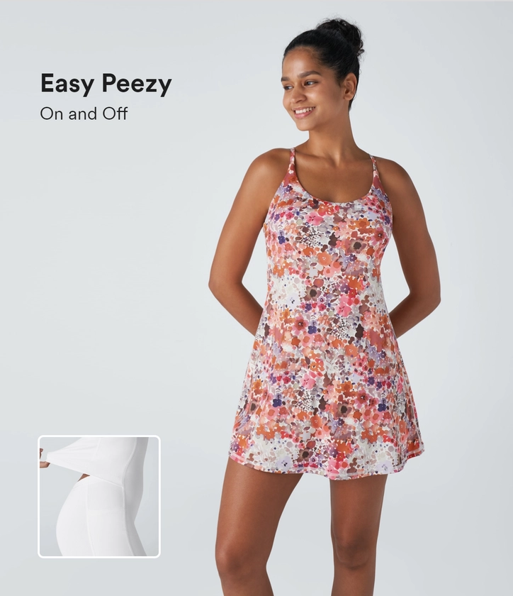 Women’s Backless Floral Print Pickleball Active Dress-Easy Peezy Edition - Halara 