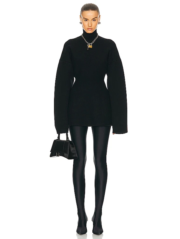 Balenciaga Cashmere Hourglass Turtleneck Sweater in Black | FWRD