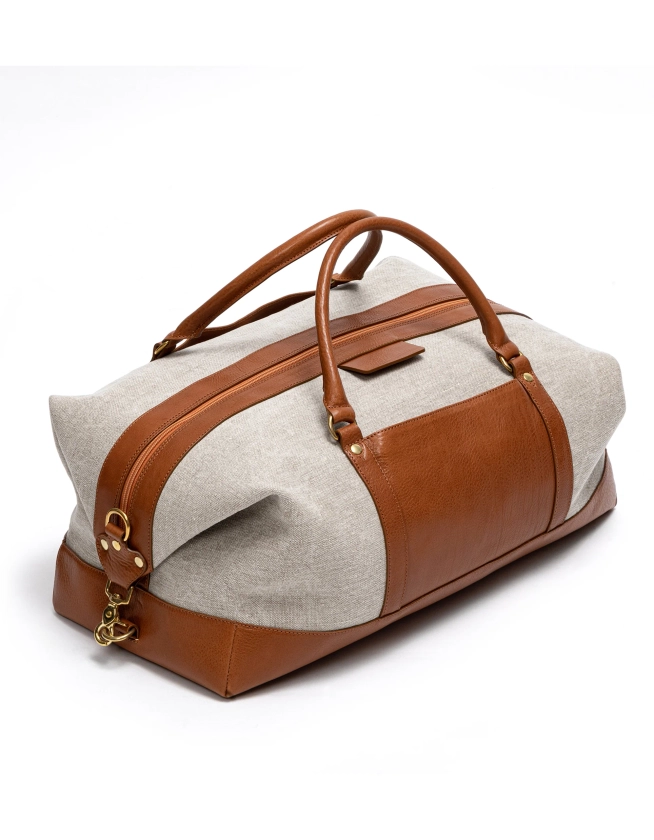 Shop Beige & Tan Leather Duffle Bag | Gresham Blake