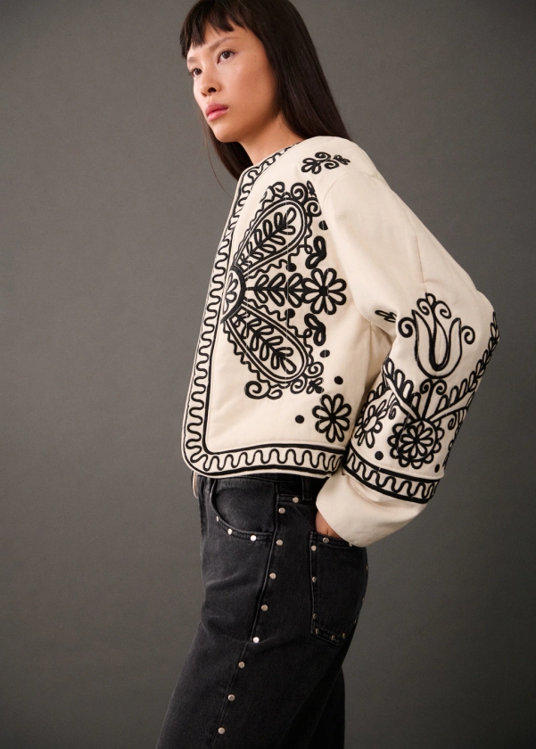 100% cotton embroidered jacket - Women | MANGO USA