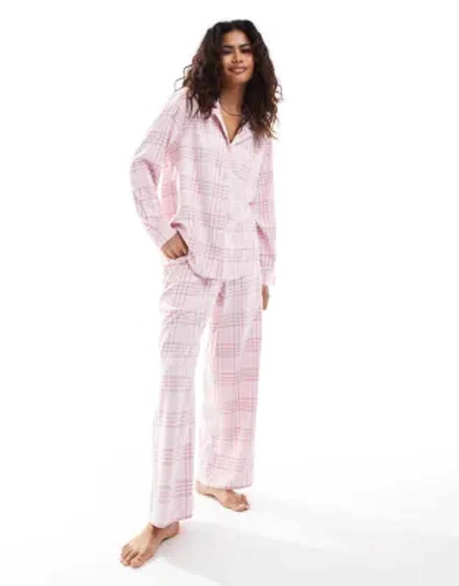 Hollister - Chemise de pyjama d'ensemble en flanelle - Rose multicolore