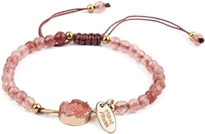 Pulsera Cuarzo Cuentas Piedra Natural Ajustable Joyería Pulseras ajustables de acrílico hechas a mano para mujer, pulsera con dije de piedra irregular