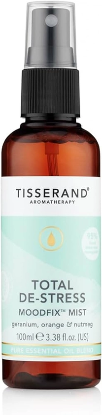 Tisserand Aromatherapy - Total De-Stress - MoodFix Mist - Orange, Geranium, Nutmeg - 100% Natural Pure Essential Oils - 100ml - Calming Mist Spray