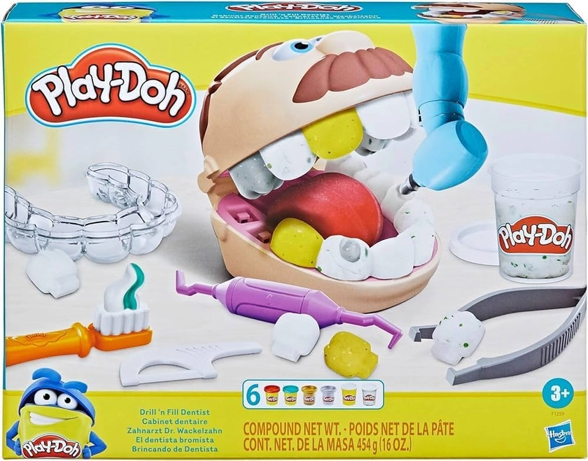 Play-Doh Cabinet Dentaire pour Enfants avec 8 Pots de pâte à Modeler atoxique aux Couleurs Assorties, dès 3 Ans : Amazon.fr: Jeux et Jouets