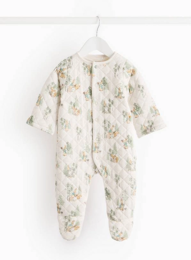 Peter Rabbit Oatmeal Quilted 2.5 Tog Sleepsuit 3-6 months