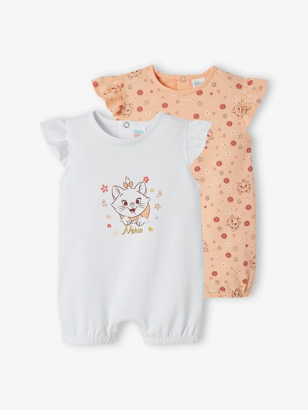 Lot de 2 combinaisons short bébé fille Disney® Marie les Aristochats - pêche