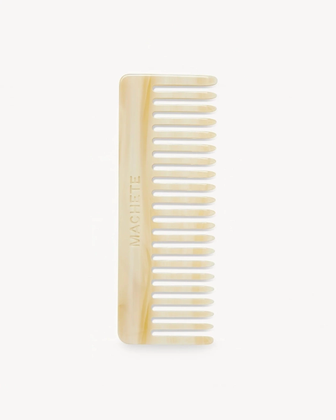 No. 2 wide tooth comb in alabaster cream acetate.